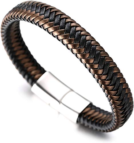 Men's Genuine Leather Jaguar Golden Brown Handmade Braid Bracelet