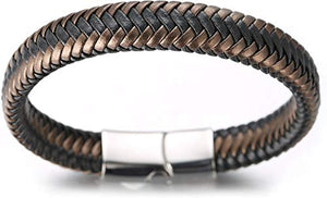 Men's Genuine Leather Jaguar Golden Brown Handmade Braid Bracelet