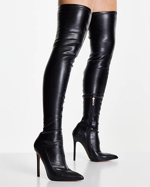 Heeled Over The Knee Boots In Black