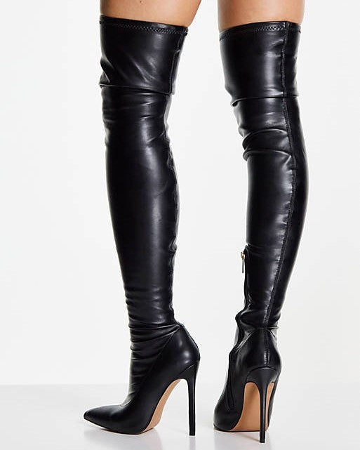 Heeled Over The Knee Boots In Black