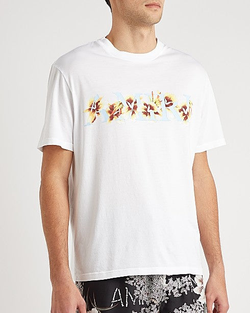 Hibiscus White Logo Cotton T-Shirt