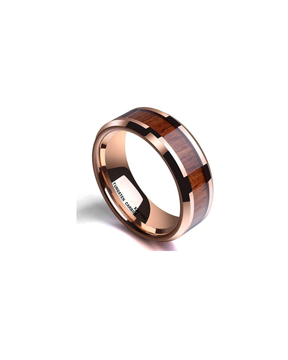 Koa Wood Inlay Tungsten Carbide Ring