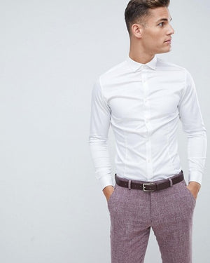 Premium Super Slim Fit Stretch Smart Shirt in White