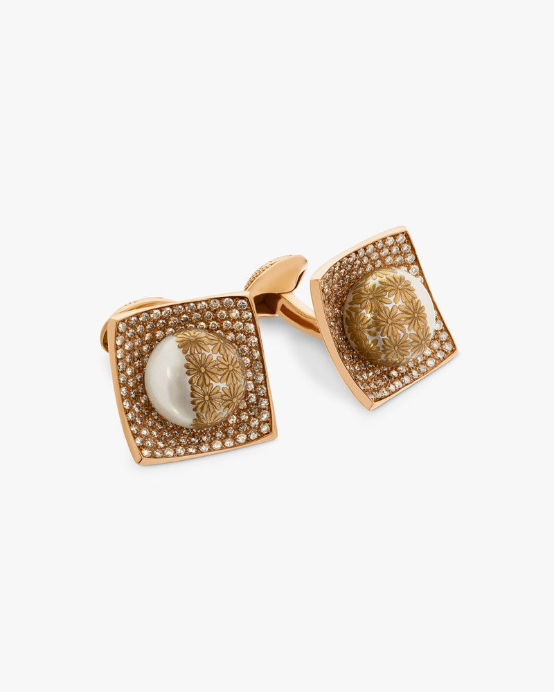 Kiku Cufflinks With Maki-E Pearls