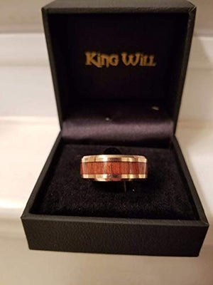 Koa Wood Inlay Tungsten Carbide Ring