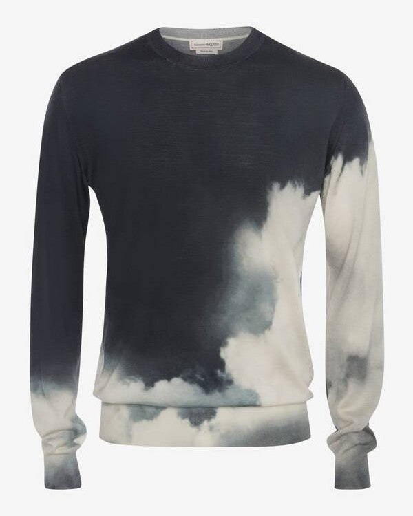 Men's Storm Sky Wool Silk Jumper in Ink/ivory