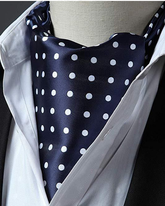 Men's Polka Dot Ascot Handkerchief Jacquard Woven Cravat Tie
