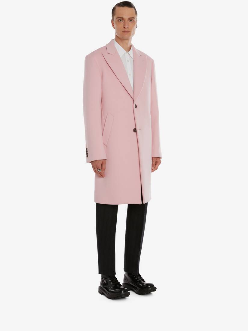 Men's Oversized Wool Felt Coat in Sugar Pink