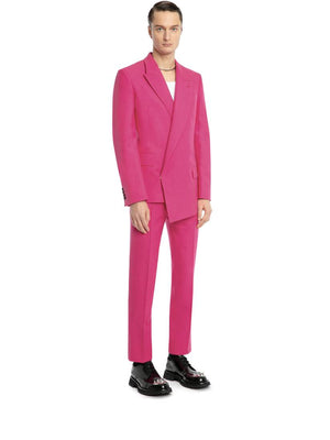 Men's Asymmetric Double-breasted Jacket in Electric Pink