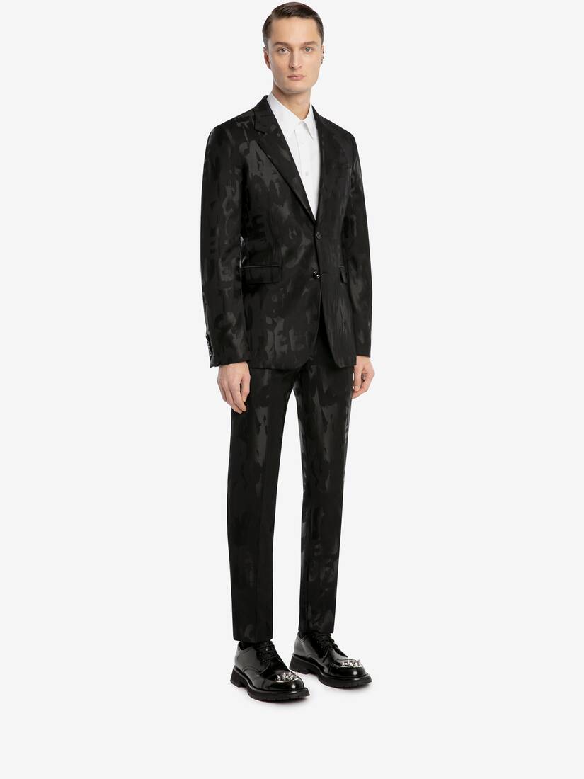 Men's McQueen Graffiti Deconstructed Jacket in Black