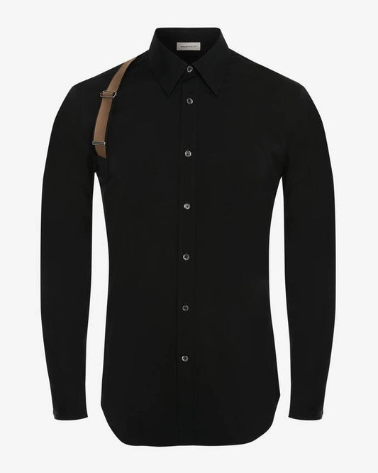 Men's Alexander McQueen Signature Harness Shirt in Black/beige