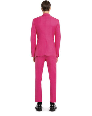 Men's Asymmetric Double-breasted Jacket in Electric Pink