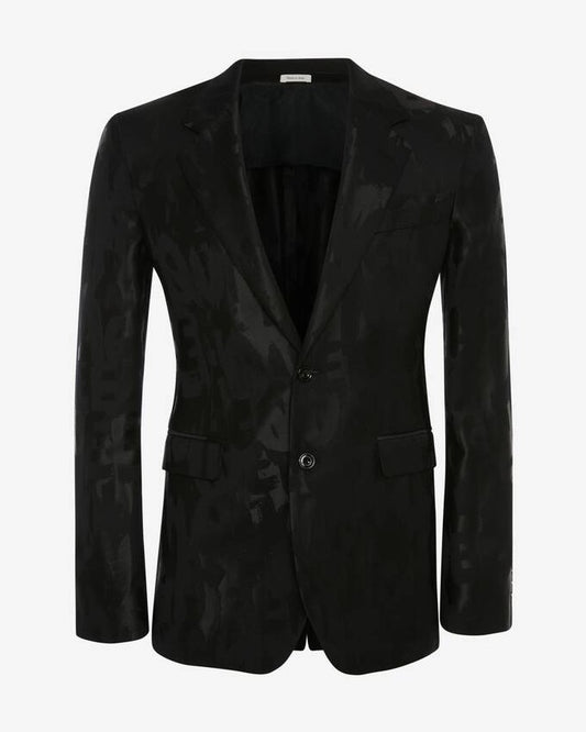 Men's McQueen Graffiti Deconstructed Jacket in Black