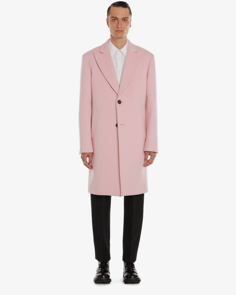 Men's Oversized Wool Felt Coat in Sugar Pink
