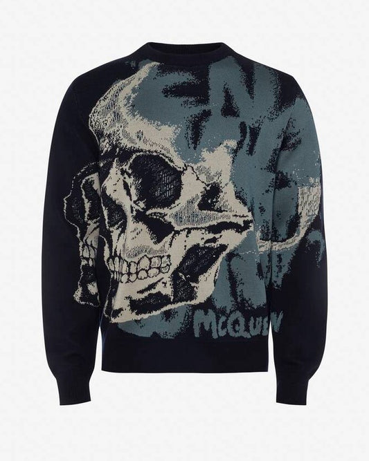 Men's Skull Graffiti Jumper in Navy