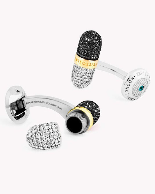 Micro Pavé Cufflinks With Black And White Diamonds