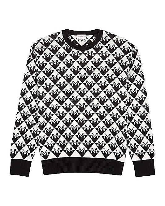 Monochrome Logo-Intarsia Wool-Blend Jumper