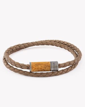 Montecarlo Bracelet In Leather With Wooden Clasp