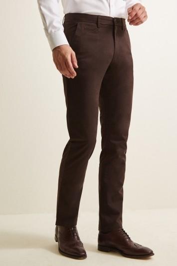 Tailored Fit Chocolate Brown Stretch Chino