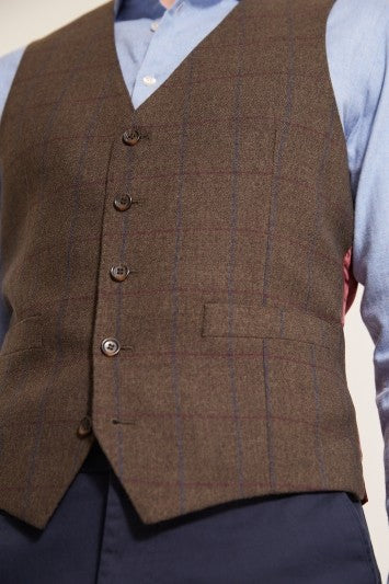 Tailored Fit Green Windowpane Waistcoat