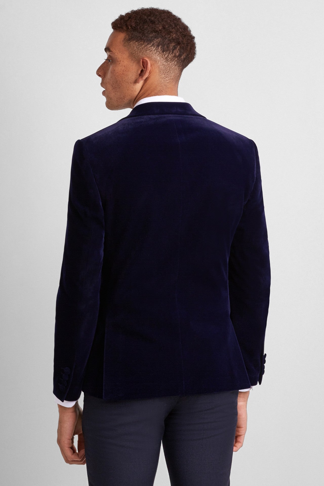 Skinny Fit Blue Velvet Dress Jacket