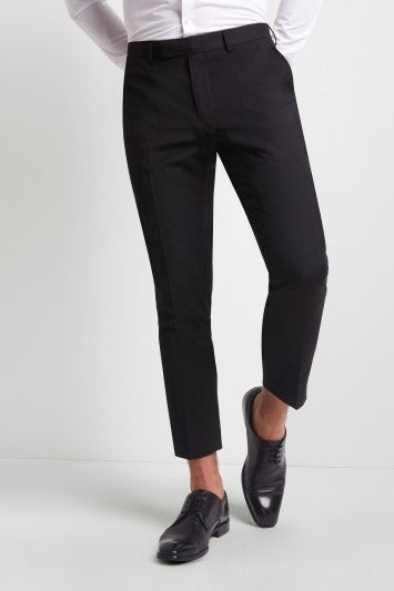 Skinny Fit Machine Washable Black Cropped Trousers with Stretch