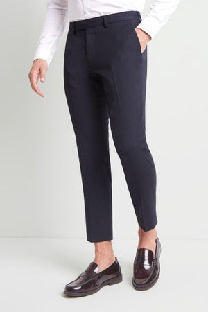 Skinny Fit Machine Washable Navy Cropped Trousers with Stretch