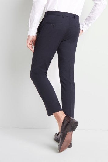 Skinny Fit Machine Washable Navy Cropped Trousers with Stretch