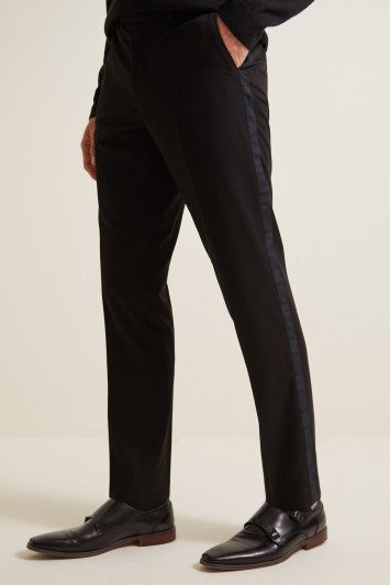 Slim Fit Black with Tartan Taping Desswear Trousers