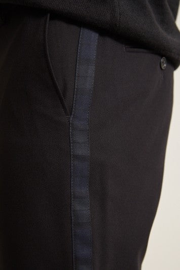 Slim Fit Black with Tartan Taping Desswear Trousers