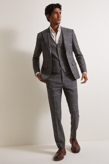 Slim Fit Charcoal Tan Check Suit