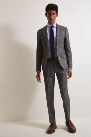 Slim Fit Charcoal Tan Check Suit