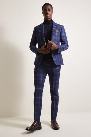 Slim Fit Italian Blue Check Suit