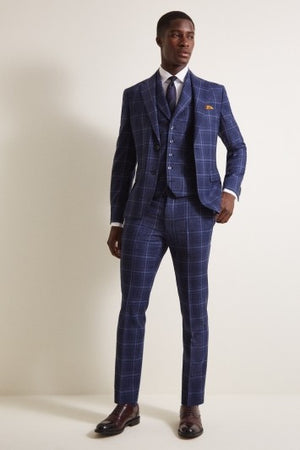 Slim Fit Italian Blue Check Suit