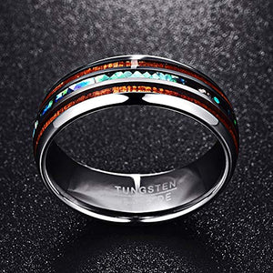 8mm Tungsten Carbide Ring Abalone Shell