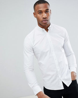 Stretch Poplin Button Down Shirt in White