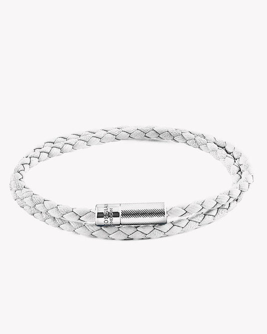 Pop Rigato Silver Bracelet In White Leather