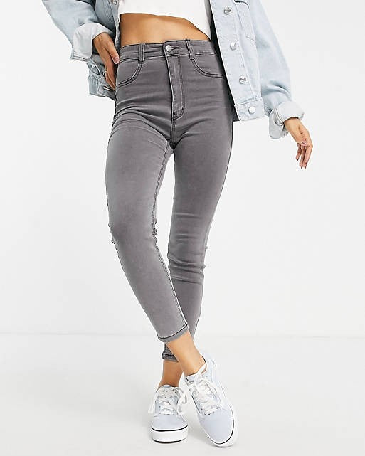 High Waisted Ultra Skinny Basic Jean In Grey