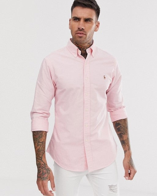 Player Logo Slim Fit Oxford Shirt Button-Down in Pink