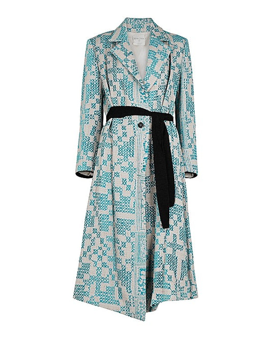 Promenade Belted Jacquard Coat