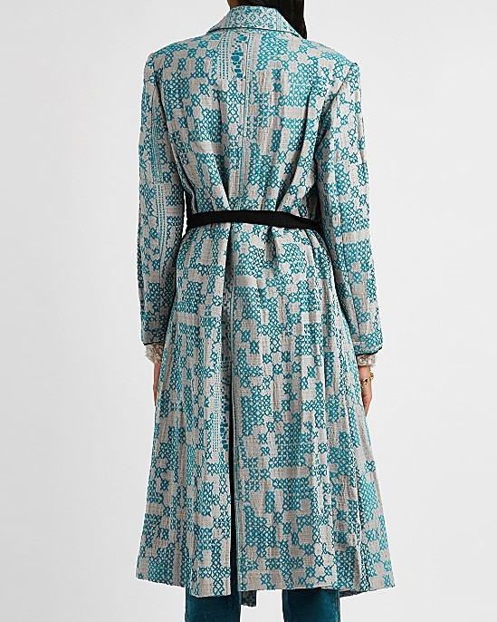 Promenade Belted Jacquard Coat