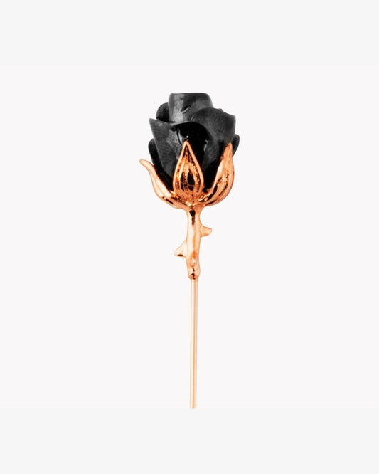 Rose Lapel Pin In Rose Gold Plating & Black