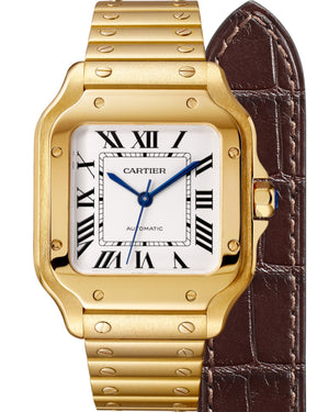 Santos De Cartier Watch, Medium Model, Two Interchangeable Straps