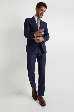 Regular Fit Blue Wide Stripe Suit