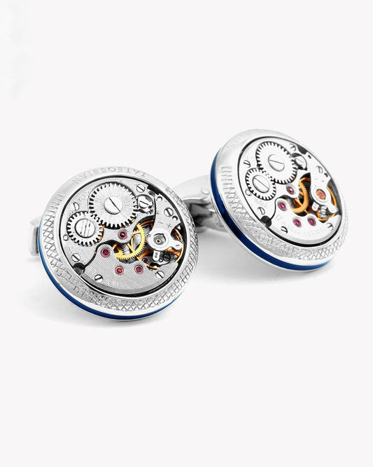 Signature Vintage Skeleton Round Silver Cufflinks