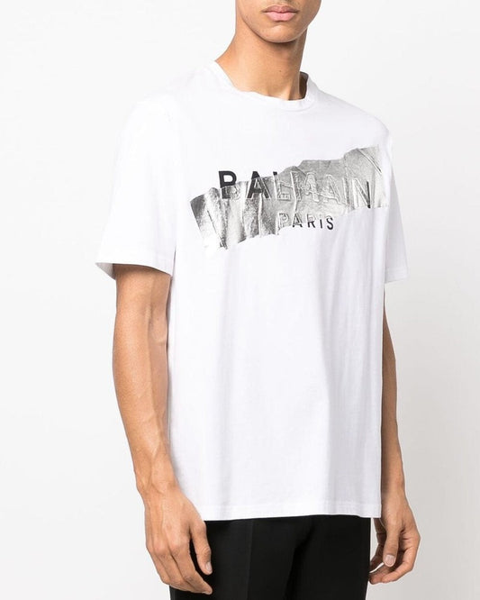 Silver Tape T-Shirt Bulky Fit White