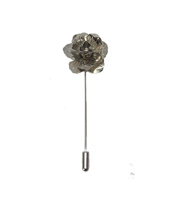 Silver Handmade Metal Flower Lapel Pin