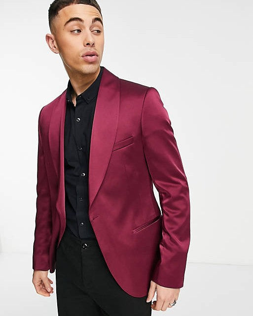Skinny Suit Co-Ord Set In Burgundy