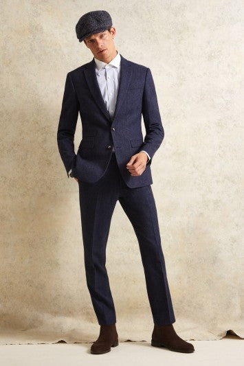 Skinny/Slim Fit Blue Donegal Suit