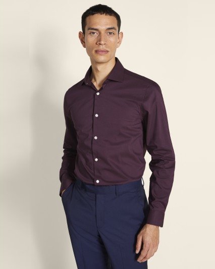 Slim Fit Berry Stretch Shirt